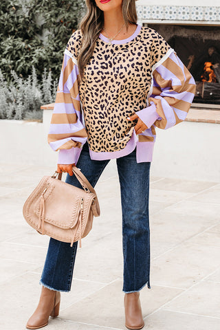 Animal Print and Stripe Long Sleeve Tee