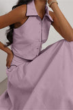 Button-Accent Skirt Set