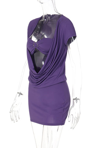Draped Dress Set with O-Ring Detail