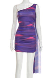 Asymmetrical Ruched Casual Dress
