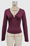 Deep V-Neck Long Sleeve Top