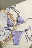 Shell Print Bikini Set with Ties