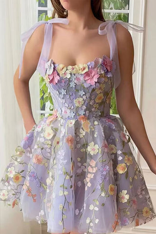 Floral Mesh Sundress with Tie Straps