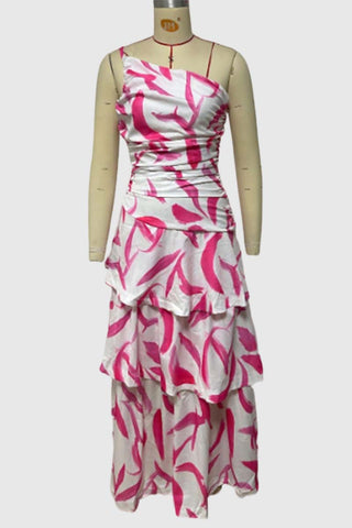 Floral One-Shoulder Casual Dress