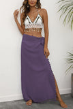 Side-Tie Maxi Skirt with Fringe Detail