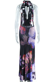 Halter Neck Floral Maxi Dress