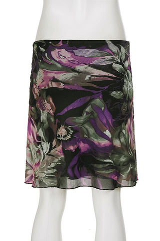 Floral-Print Mini Skirt