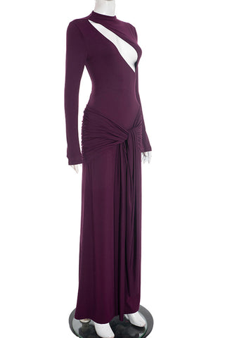 Cutout Detail Gathered Maxi Dress