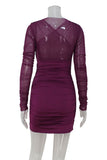 Ruched Long-Sleeve Evening Dress