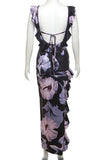 Floral Print Deep V Evening Gown