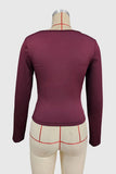Deep V-Neck Long Sleeve Top