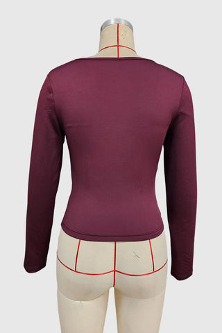 Deep V-Neck Long Sleeve Top