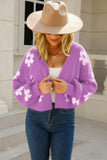 Floral Open-Front Cardigan Sweater