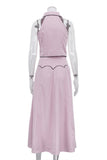 Button-Accent Skirt Set