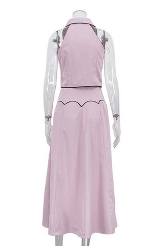 Button-Accent Skirt Set