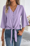 V-Neck Button-Front Blouse