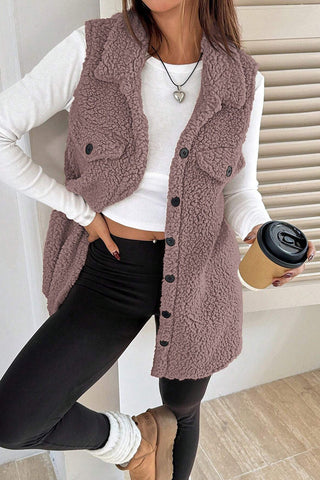 Button-Front Sherpa Vest