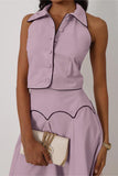 Button-Accent Skirt Set