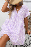 V-Neck Casual Dress with Flare Hem