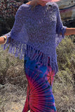 Fringe-Trim Open-Knit Cover-Up