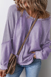 Waffle Knit Patchwork Raglan Sleeve Top