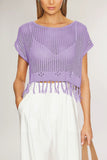 Fringe Hem Knit Blouse
