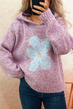 Floral Knit Sweater with Hood