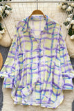 Button-Down Patterned Blouse