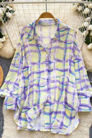 Button-Down Patterned Blouse