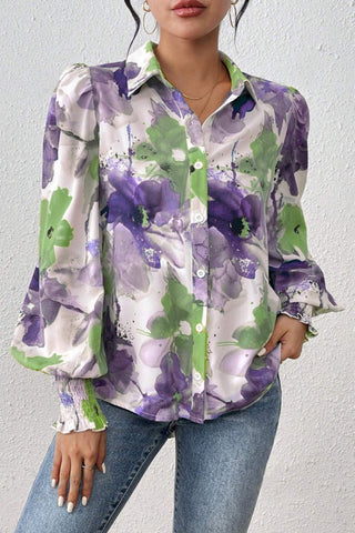Floral Print Button-Up Blouse