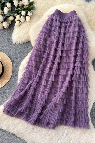 Layered Ruffle Maxi Skirt