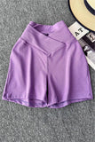 V-Waist Slim Brown High-Waist Shorts