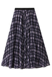 Pleated Plaid Maxi Skirt