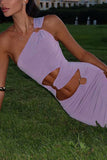 One-Shoulder Maxi Dress with Cut-Outs