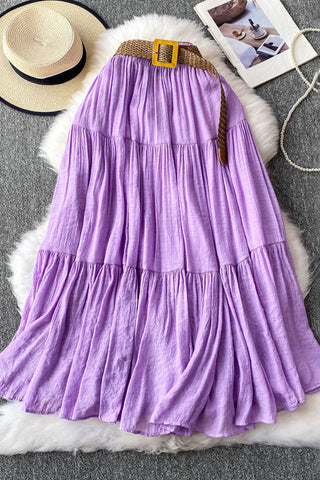 Tiered Maxi Skirt with Belt