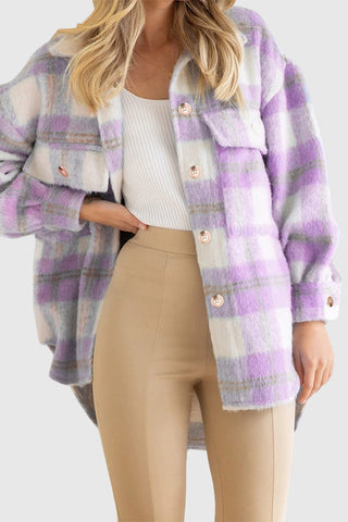 Plaid Button-Front Jacket