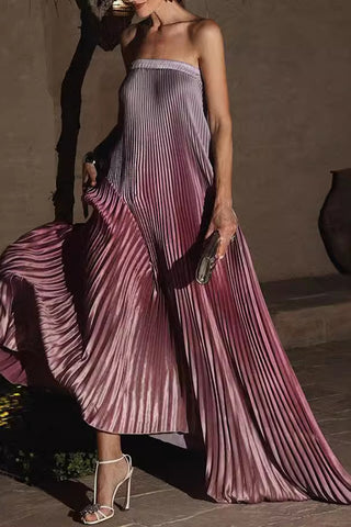 Strapless Pleated Evening Gown