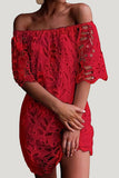 Off-Shoulder Lace Mini Dress