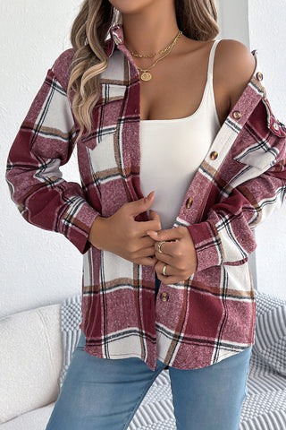 Stylish Plaid Button-Up Jacket
