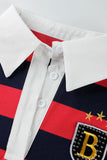 Contrast Collar Striped Polo Top