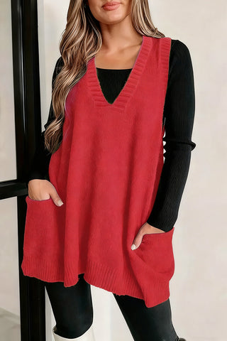 V-Neck Sweater Vest with Pockets
