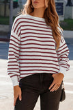 Striped Knit Split Hem Sweater
