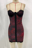 Strapless Lace Trim Mini Dress