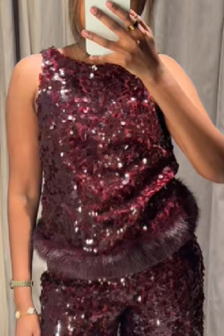 Sequin V-Neck Tank Top