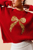 Festive Bow-Adorned Sweater