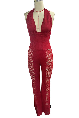 Lace-Up Halter Jumpsuit