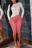Lace Panel Polka Dot Jumpsuit