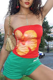 Strapless Flower Graphic Tank