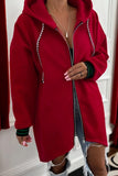 Contrast Cuffed Drop Shoulder Zip Up Tunic Hoodie