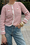 Button-Front Striped Cardigan